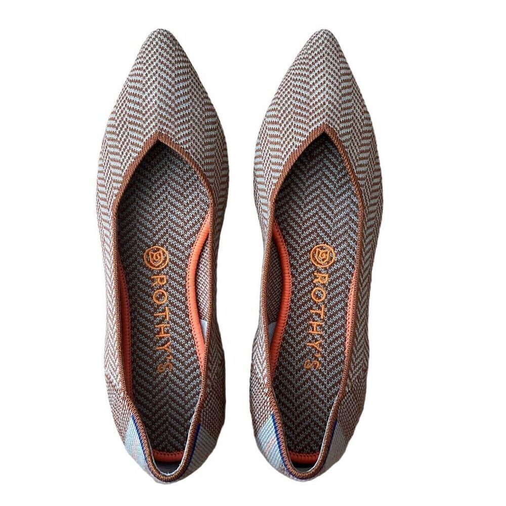 Rothy’s The Point Ballet Flats Camel Heringbone Rare Size 8